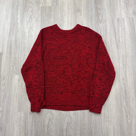 Vintage Expression Sweater Men's Medium Red Knit Crewneck Fisherman Acrylic 90s - Picture 1 of 6